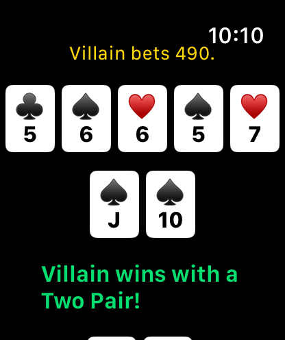 Villain wins with two pair